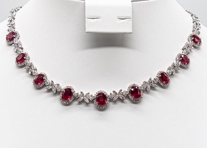  бриллиантовое ожерелье с  рубинами