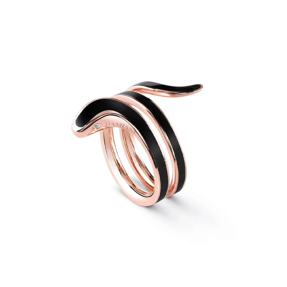 Кольцо из розового золота и керамики с бриллиантами- DAMIANI