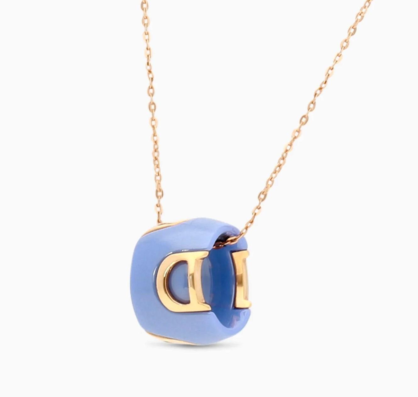 Ожерелье  DAMIANI "D Icon"  из розового золота с голубой керамики