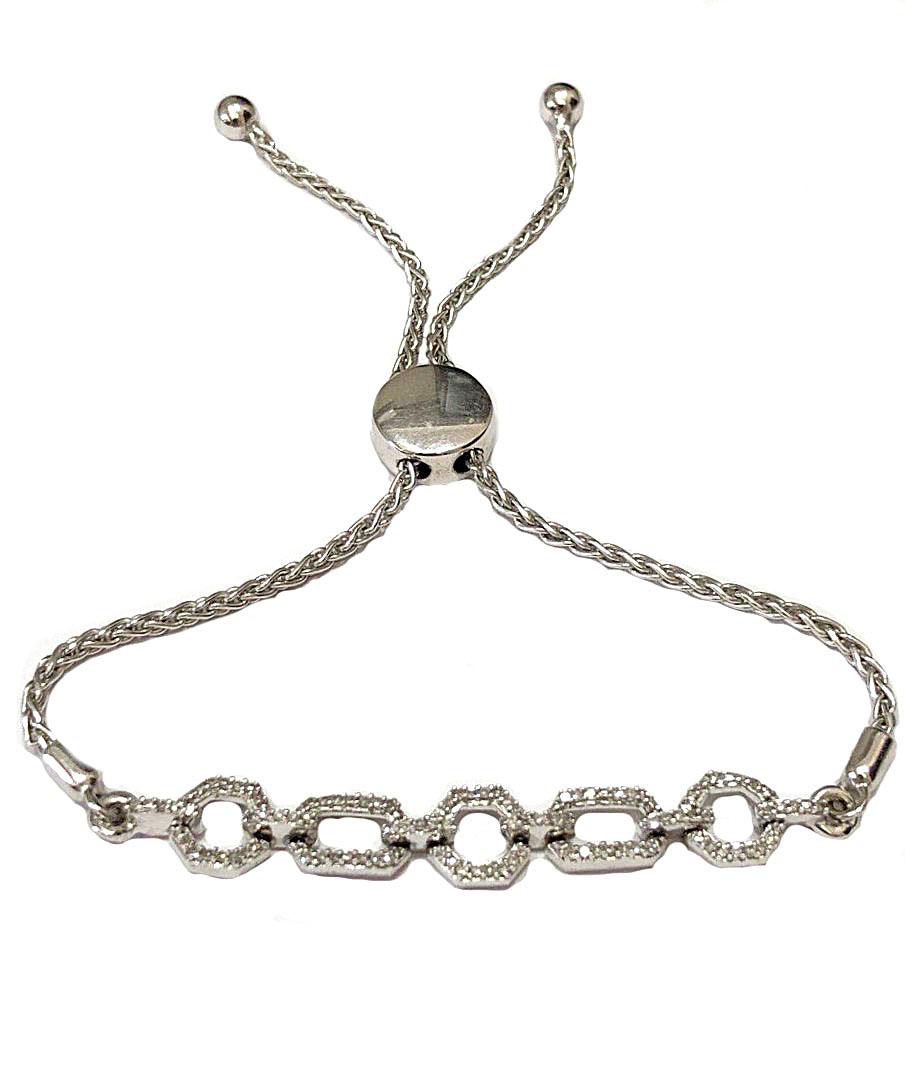 СЕРЕБРЕННЫЙ БРАСЛЕТ С БРИЛЛИАНТАМИ