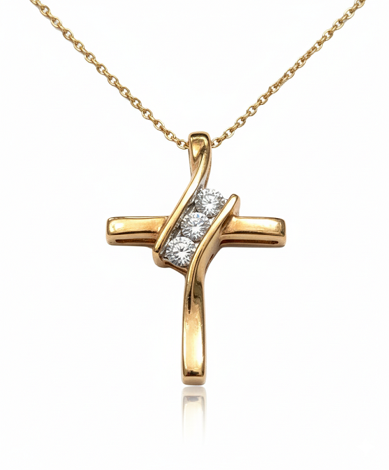 ЗОЛОТОЙ КРЕСТИК С БРИЛЛИАНТАМИ
