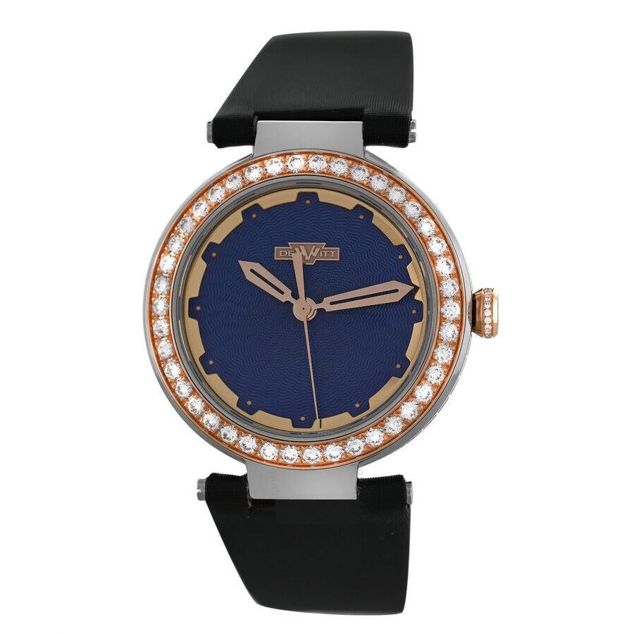 Женские кварцевые часы DeWitt Blue Empire с синим циферблатом и бриллиантами 