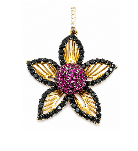 Кулон с бриллиантами и сапфирами