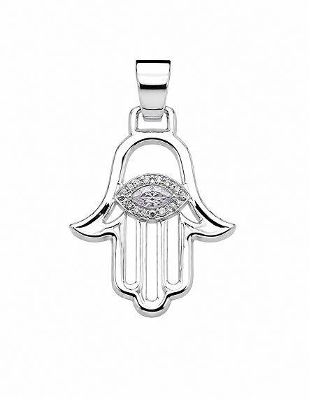 КУЛОН 14kt  Hamsa Белое золото