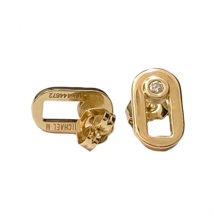 Серьги гвозди из желтого золота с бриллиантами