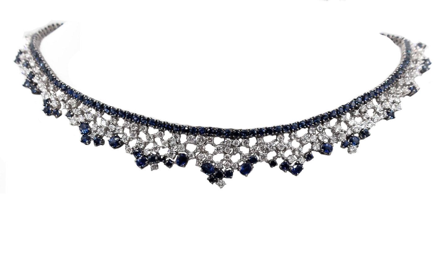 Бриллиантовое колье сапфирами