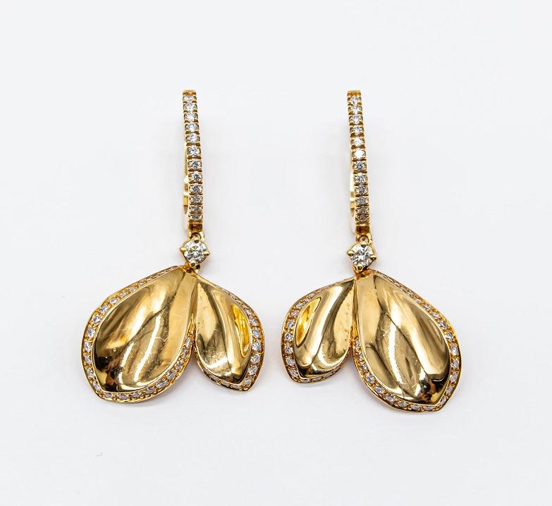 Серьги из белого и желтого золота