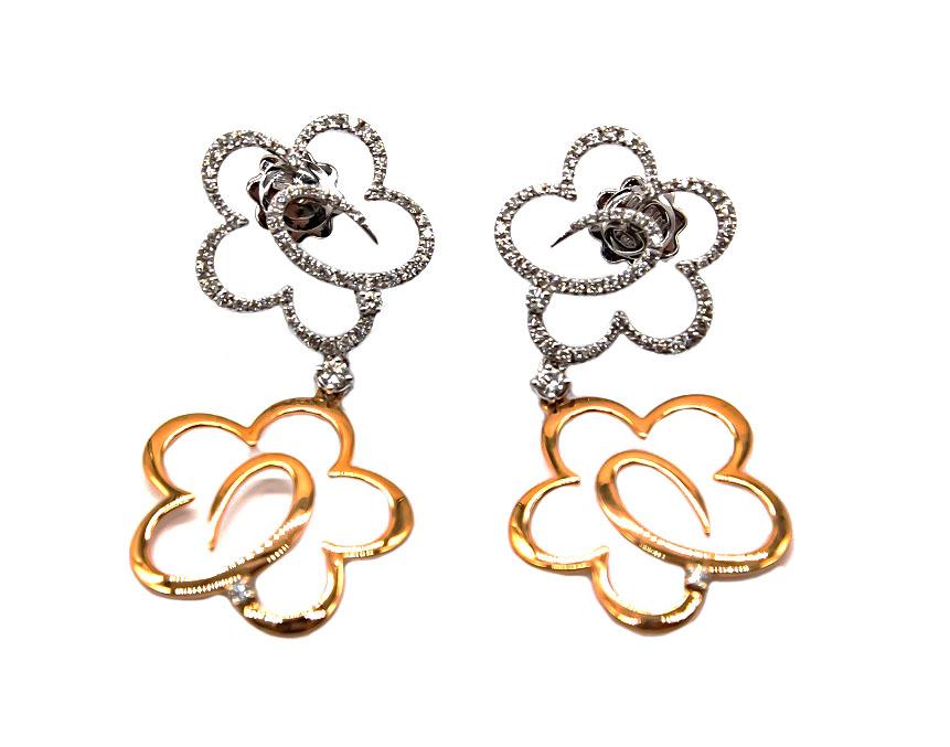 Серьги из белого и розового золота