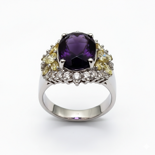 Бриллиантовое кольцо с аметистом