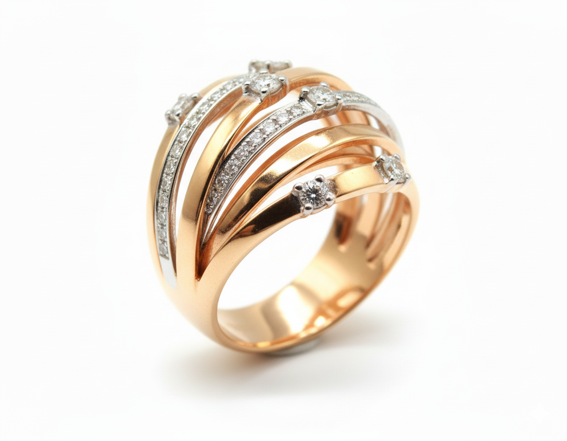 PIERO MILANO-  КОЛЬЦО ИЗ БЕЛОГО И РОЗОВОГО ЗОЛОТА